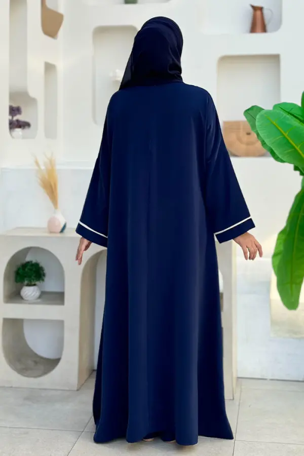 Cepli Şerit Detaylı Elbise 6018 Lacivert - 3