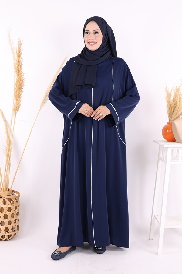 Cepli Şerit Detaylı Elbise 6018 Lacivert - 5