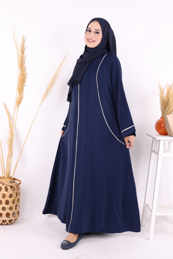 Cepli Şerit Detaylı Elbise 6018 Lacivert - 7