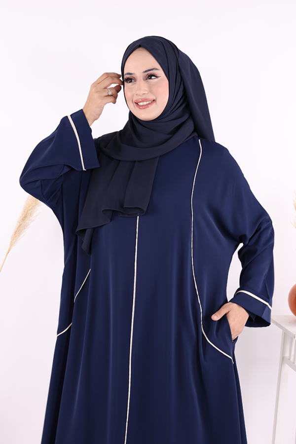 Cepli Şerit Detaylı Elbise 6018 Lacivert - 9