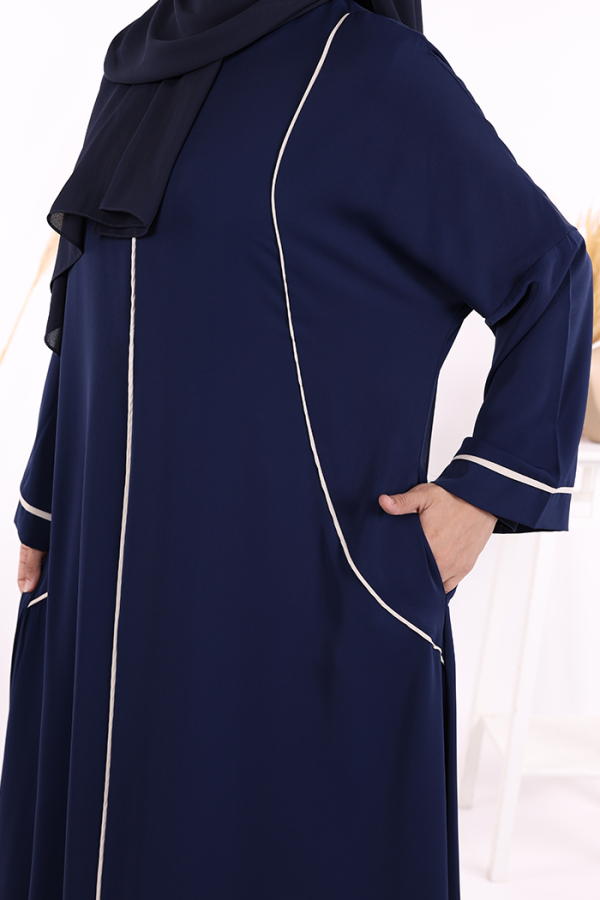 Cepli Şerit Detaylı Elbise 6018 Lacivert - 10
