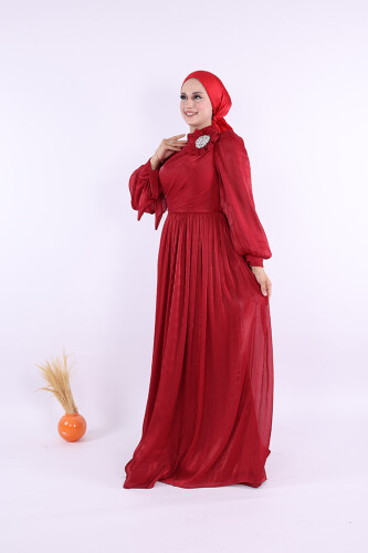 Çiçek Detaylı Valentino Abiye 7139 Bordo - Bym Fashion (1)