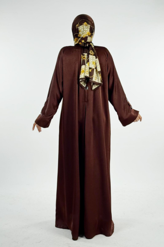 Çıt Çıt Düğmeli Ferace 70023 Kahverengi - Bym Fashion (1)
