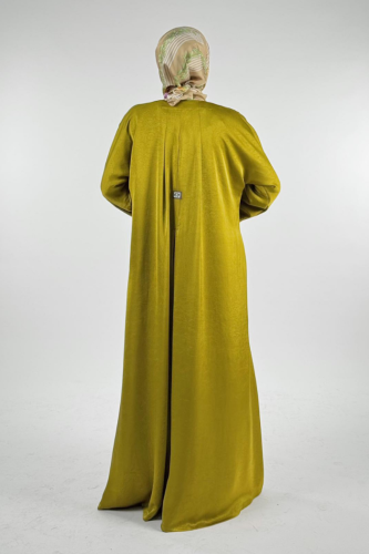 Çıt Çıt Düğmeli Ferace 70023 Yağ Yeşili - Bym Fashion (1)