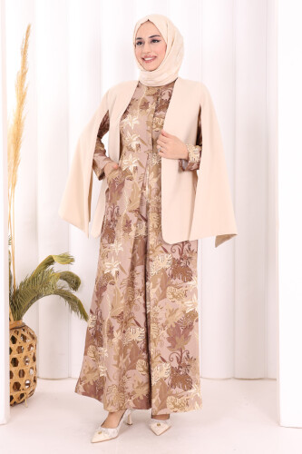 سترة ذات مظهر مستقيم وأكمام كيب 7666 ستون - 4