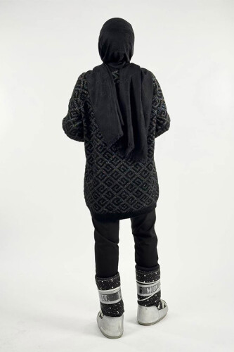 Desenli Bisiklet Yaka Tunik 18326 Siyah - Bym Fashion (1)