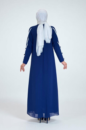 Düğme Detaylı Elbise 3919 Lacivert - Bym Fashion (1)