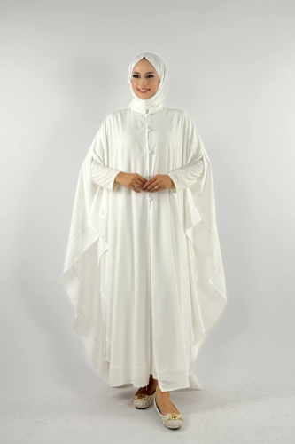 Düğme Detaylı Pelerin 70024 Ekru - Bym Fashion