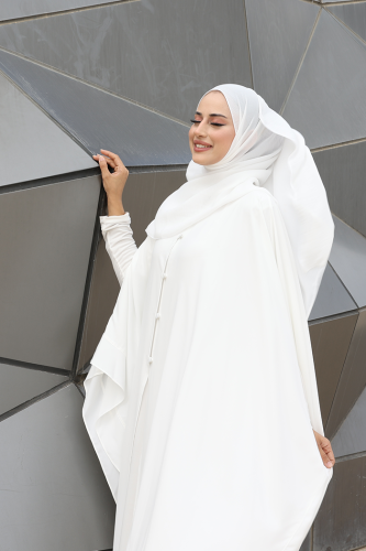 Düğme Detaylı Pelerin 70024 Ekru - 10