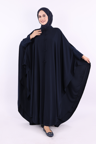 Düğme Detaylı Pelerin 70024 Lacivert - Bym Fashion (1)
