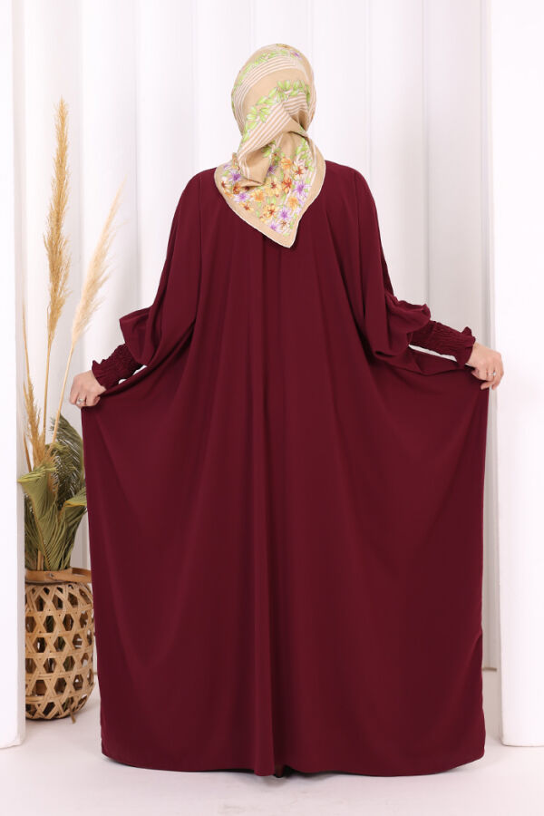 Düğme Detaylı Yarasakol Cilbab 6042 Bordo - 8