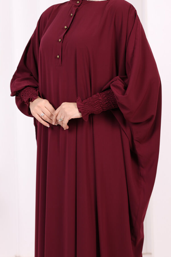 Düğme Detaylı Yarasakol Cilbab 6042 Bordo - 10