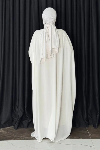Düğme Detaylı Yarasakol Cilbab 6042 Ekru - Bym Fashion (1)