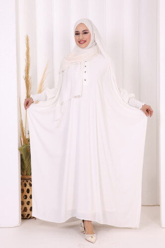 Düğme Detaylı Yarasakol Cilbab 6042 Ekru - 5