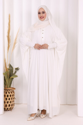 Düğme Detaylı Yarasakol Cilbab 6042 Ekru - 7