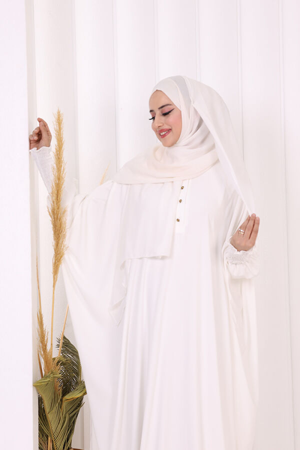 Düğme Detaylı Yarasakol Cilbab 6042 Ekru - 9