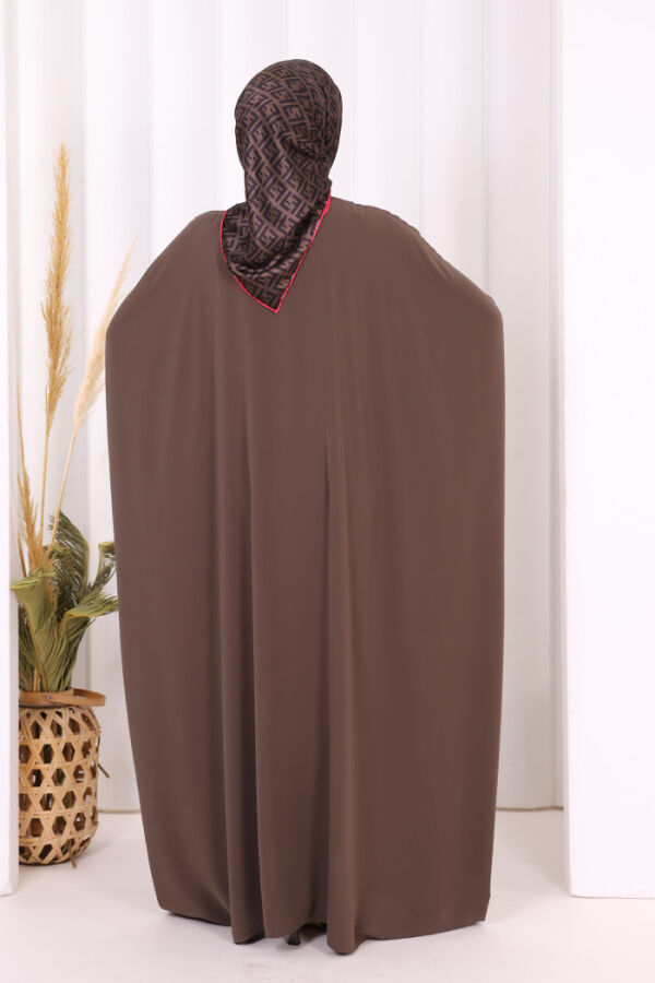 Düğme Detaylı Yarasakol Cilbab 6042 Kahverengi - 8