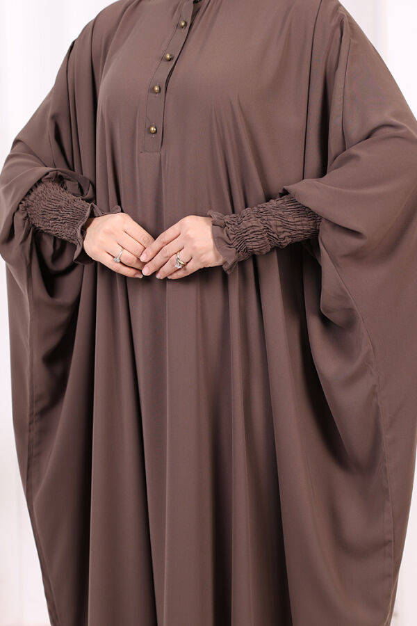 Düğme Detaylı Yarasakol Cilbab 6042 Kahverengi - 10