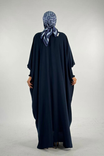 Düğme Detaylı Yarasakol Cilbab 6042 Lacivert - Bym Fashion (1)