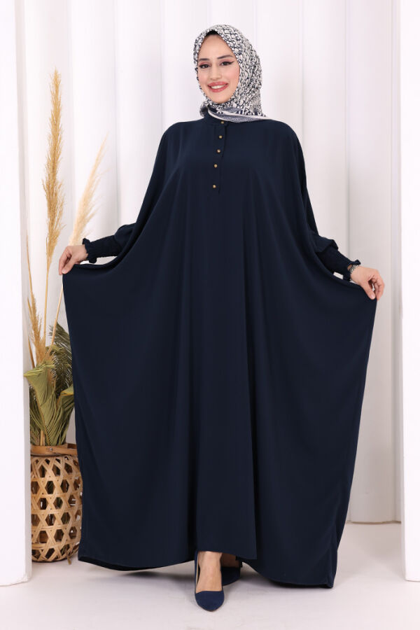 Düğme Detaylı Yarasakol Cilbab 6042 Lacivert - 5
