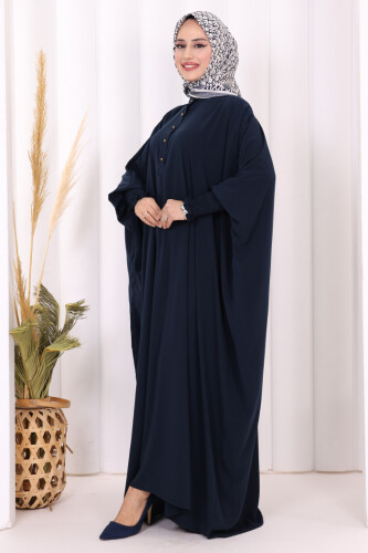 Düğme Detaylı Yarasakol Cilbab 6042 Lacivert - 7