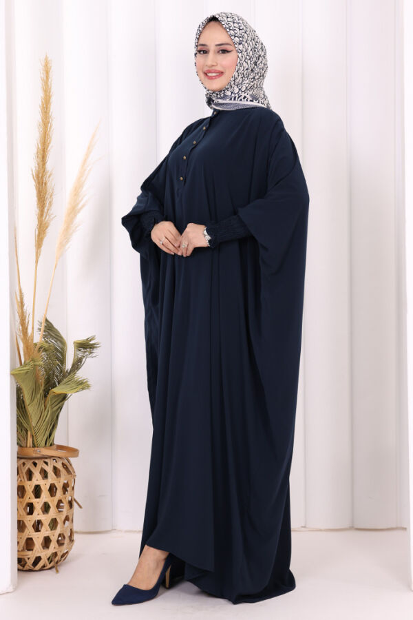 Düğme Detaylı Yarasakol Cilbab 6042 Lacivert - 7