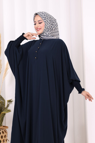 Düğme Detaylı Yarasakol Cilbab 6042 Lacivert - 9