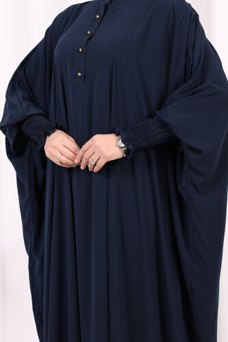 Düğme Detaylı Yarasakol Cilbab 6042 Lacivert - 10