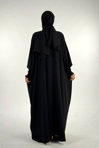 Düğme Detaylı Yarasakol Cilbab 6042 Siyah - Bym Fashion (1)