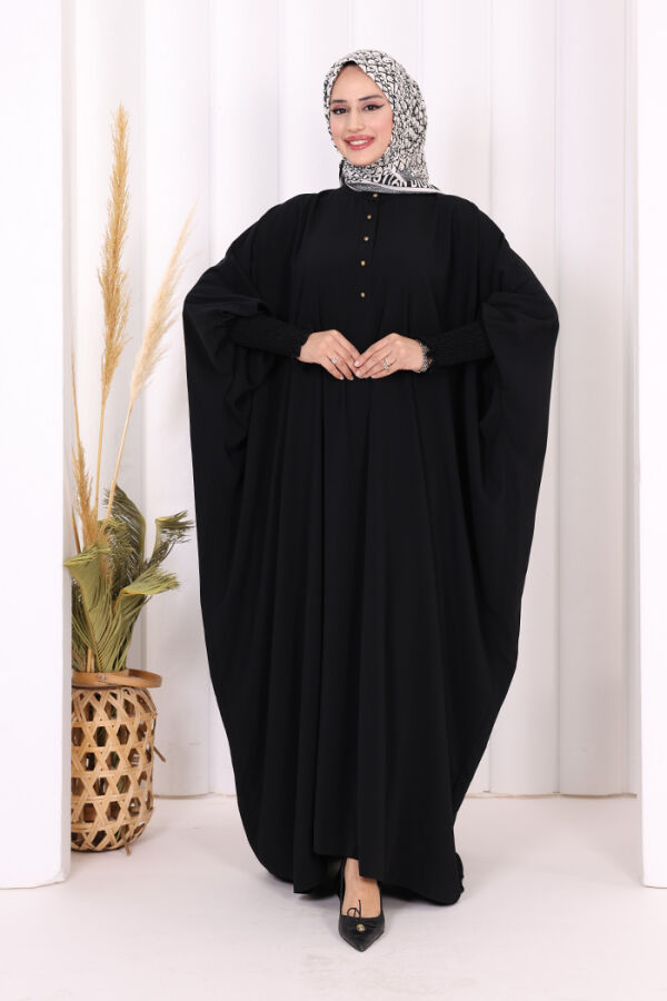 Düğme Detaylı Yarasakol Cilbab 6042 Siyah - 5