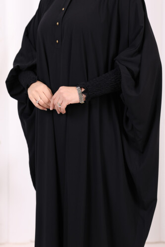Düğme Detaylı Yarasakol Cilbab 6042 Siyah - 10