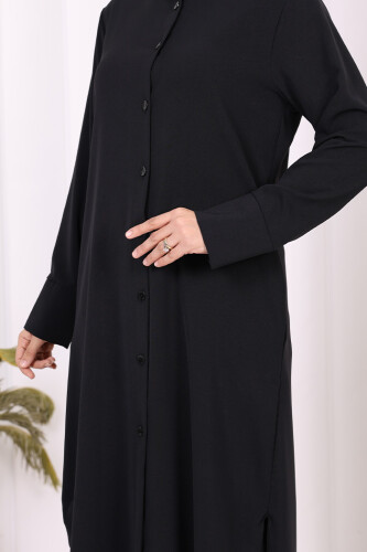 Düğmeli Cepli Tunik ve Pantolon İkili Takım 8682 Siyah - 10