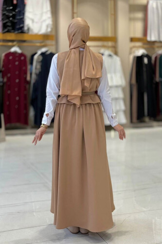 Etek ve Yelek İkili Takım 6035 Vizon - Bym Fashion (1)