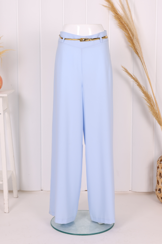 Fermuarlı Kemer Aksesuarlı Pantolon Etek 0125 Bebe Mavisi - Bym Fashion (1)