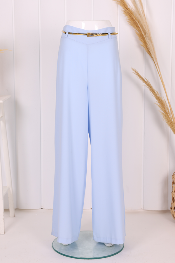 Fermuarlı Kemer Aksesuarlı Pantolon Etek 0125 Bebe Mavisi - 1