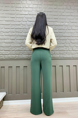 Zippered Slit Detailed Pocket Crepe Trousers 0271 Mint - Bym Fashion (1)