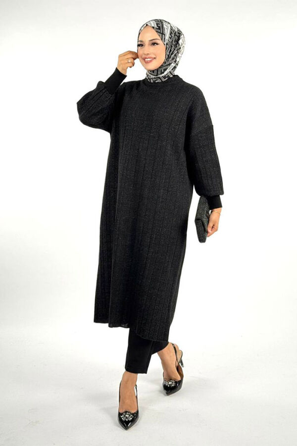 Fitilli Triko Tunik 18302 Siyah - 3
