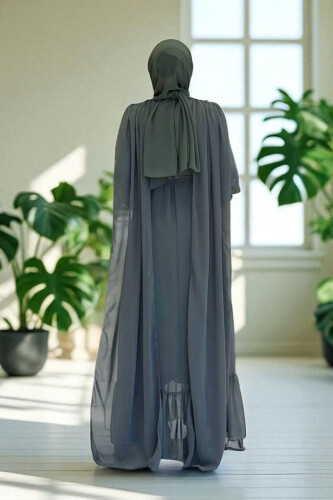 İnci Detaylı Pelerinli Elbise 3973 Mint - Bym Fashion (1)