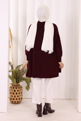 İnci Detaylı Triko Tunik 18309 Mürdüm - 4