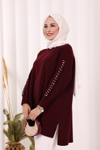 İnci Detaylı Triko Tunik 18309 Mürdüm - 5