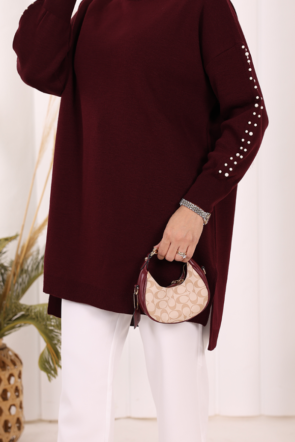 İnci Detaylı Triko Tunik 18309 Mürdüm - 6