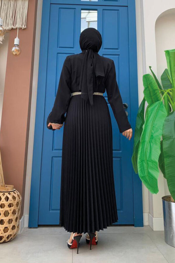سترة نظرة تنورة فستان مطوي 3700 أسود - 3