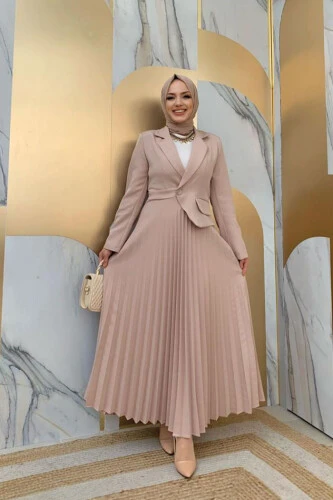 سترة نظرة تنورة فستان مطوي 3700 حجر - 2