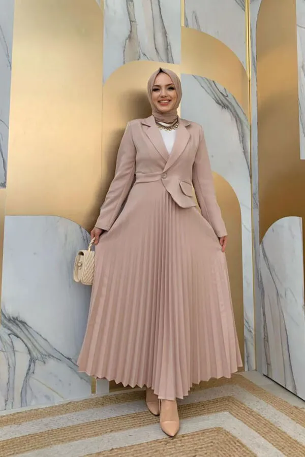 سترة نظرة تنورة فستان مطوي 3700 حجر - 2