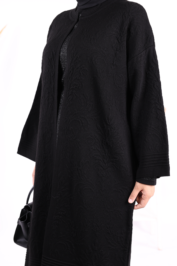 Kabartma Desen Hırka 9085 Siyah - 5