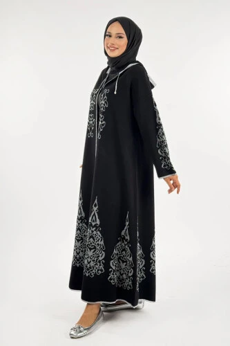 KAPŞONLU SİMLİ HIRKA 18307 Siyah-Gümüş - 3