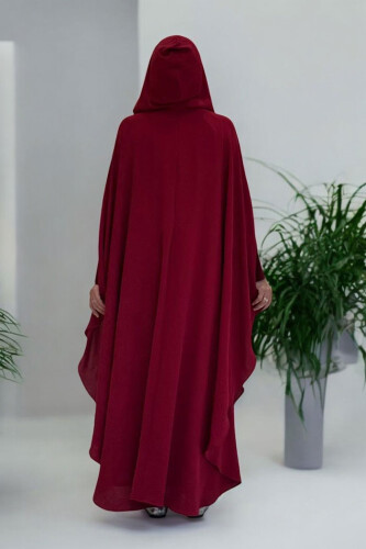 Kapüşonlu Ayrobin Pelerin 70021 Bordo - Bym Fashion (1)