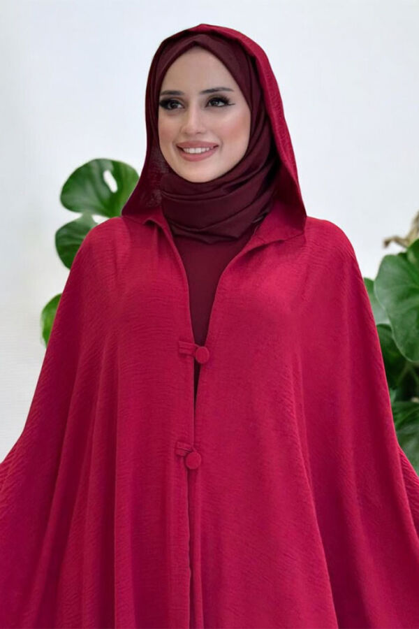 Kapüşonlu Ayrobin Pelerin 70021 Bordo - 4