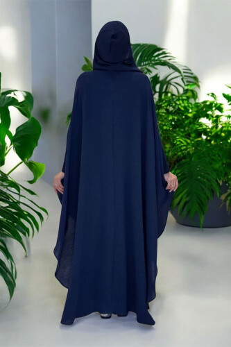 Kapüşonlu Ayrobin Pelerin 70021 Lacivert - Bym Fashion (1)