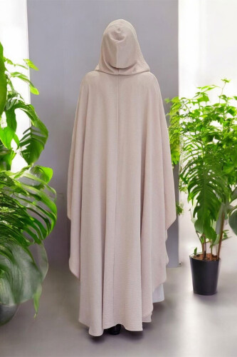 Kapüşonlu Ayrobin Pelerin 70021 Taş - Bym Fashion (1)